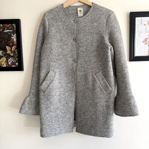Bee & U Light Grey Italian Wool Button Mid Length Women's Jacket SZ Med